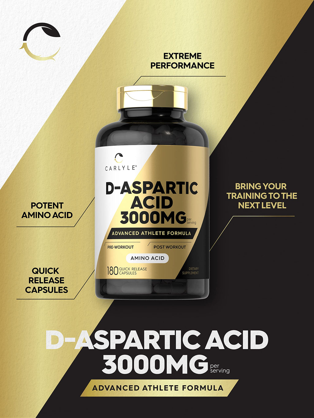 Carlyle D-Aspartic Acid 3000mg - 180 Capsules - image 3