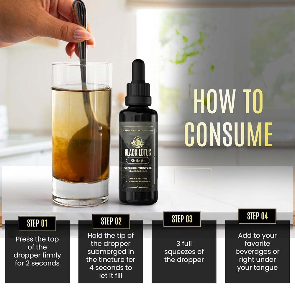 Black Lotus Pure Shilajit Resin Liquid Tincture for Energy & Focus - 50ml - image 2