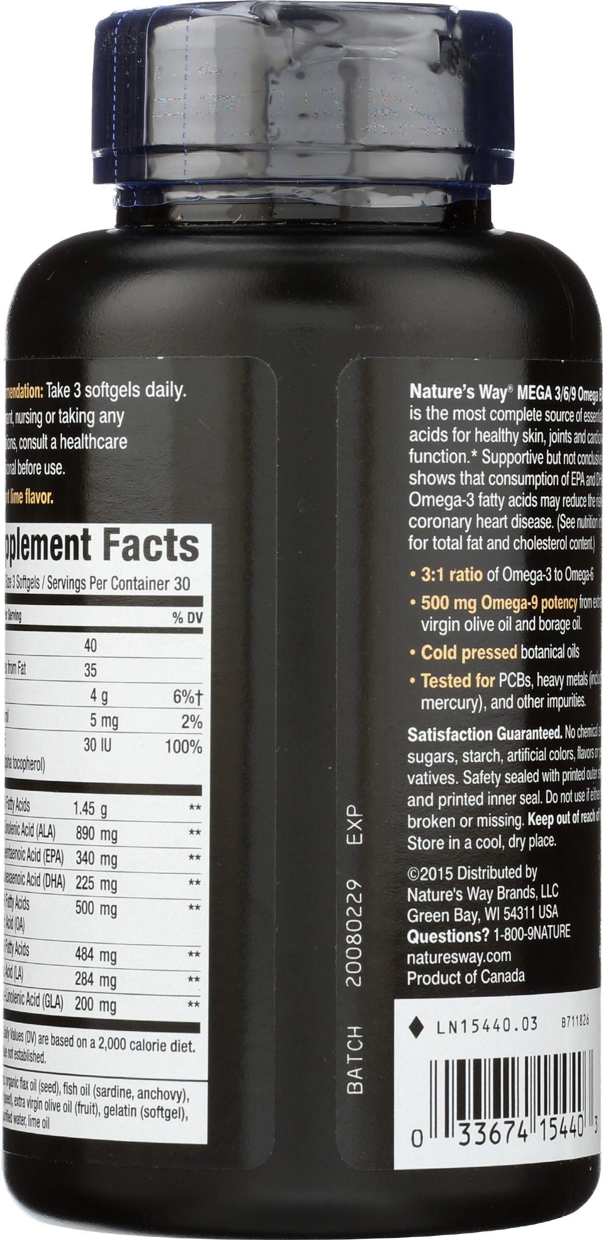 Nature's Way Mega 3/6/9 Omega Blend 1350mg - 90 Softgels - image 2