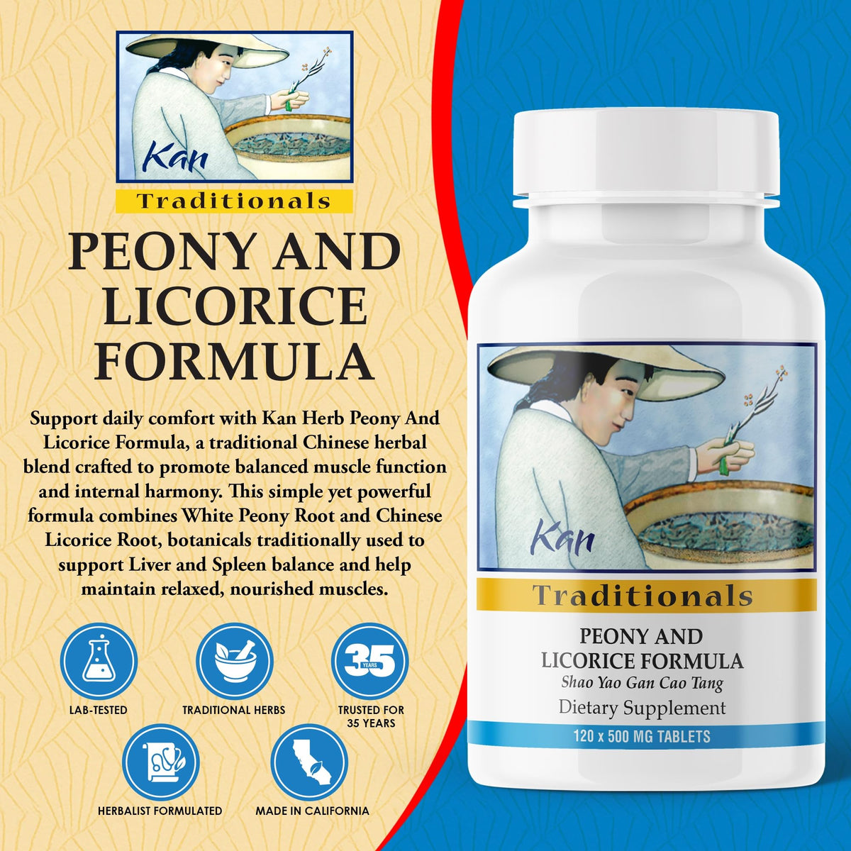 Kan Herb Company Peony & Licorice Formula - 120 Tablets - image 2