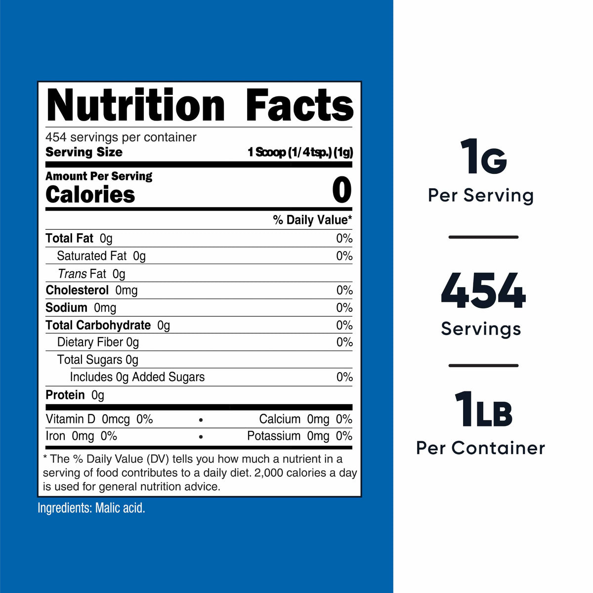 Nutricost Malic Acid Powder - Gluten Free, Non-GMO