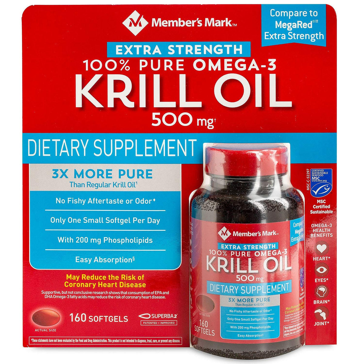 auczh Member's Mark Extra Strength Omega-3 Krill Oil 500 mg - 160 Softgels