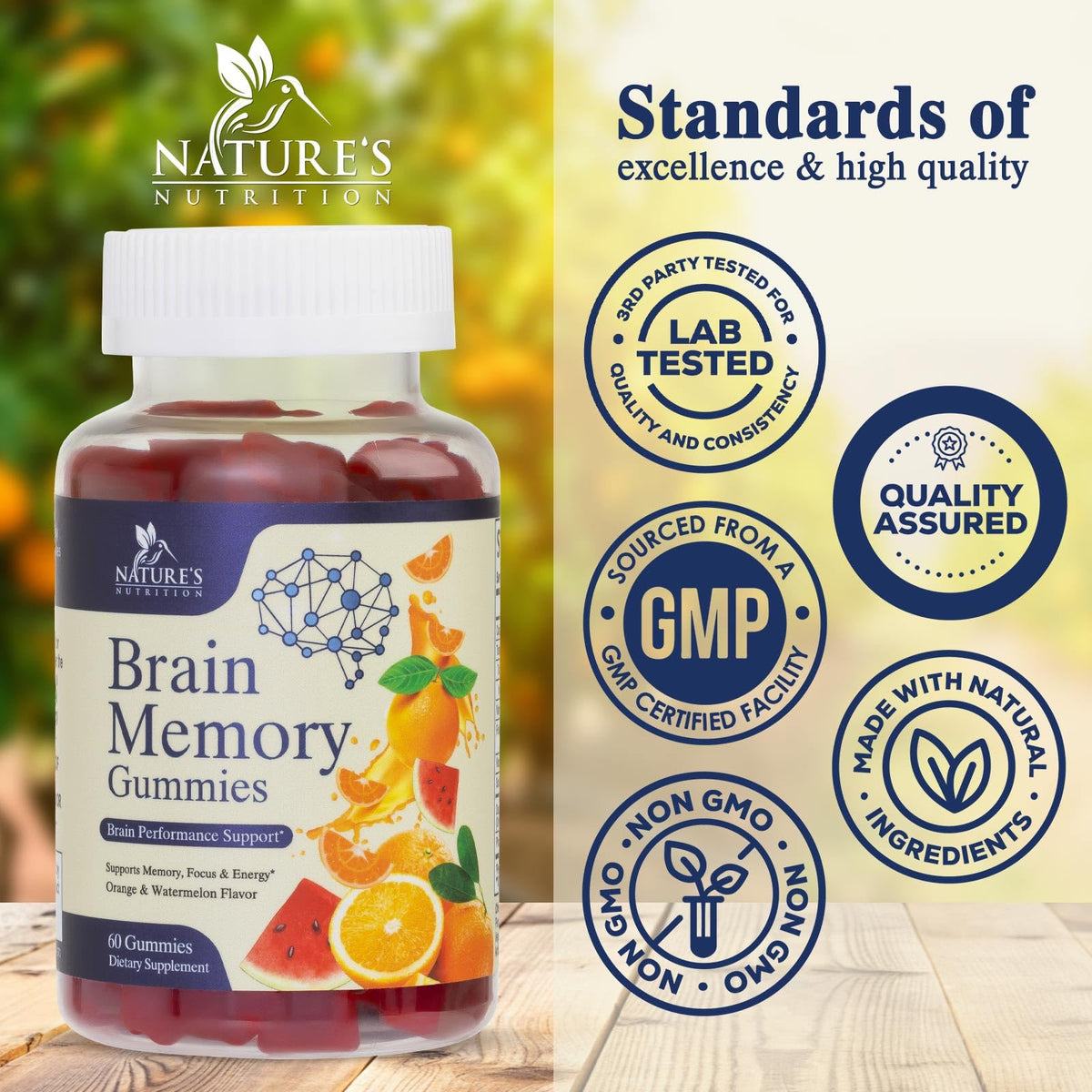Nature's Nutrition Brain Supplement Gummies for Memory & Focus - 60 Gummies - image 4