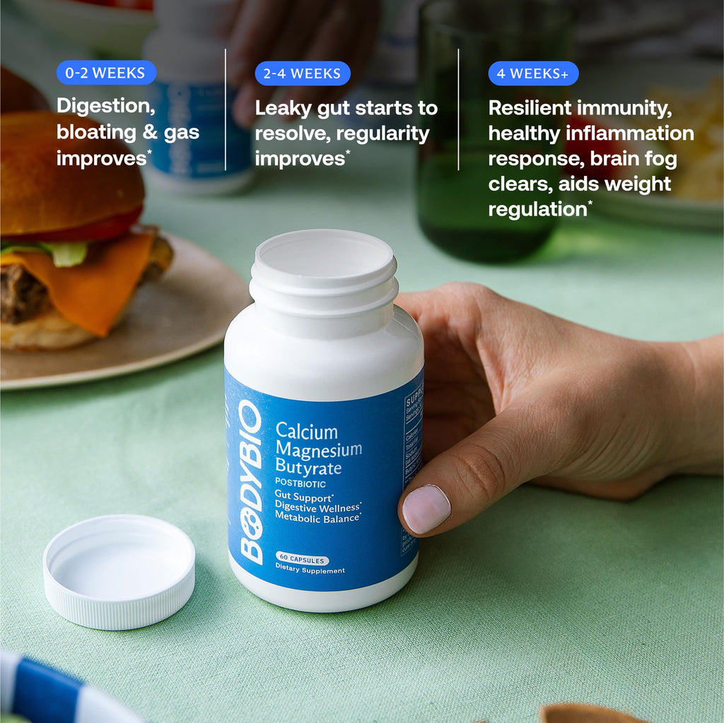 BodyBio Butyrate Calcium Magnesium Postbiotic - 100 Capsules - image 6