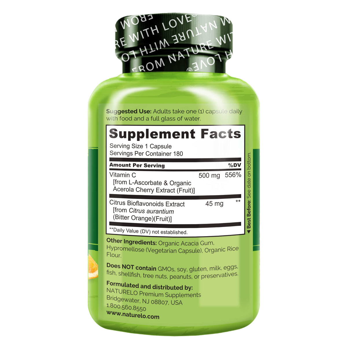 NATURELO Vitamin C 500 mg Immune Support - 180 Capsules - image 3
