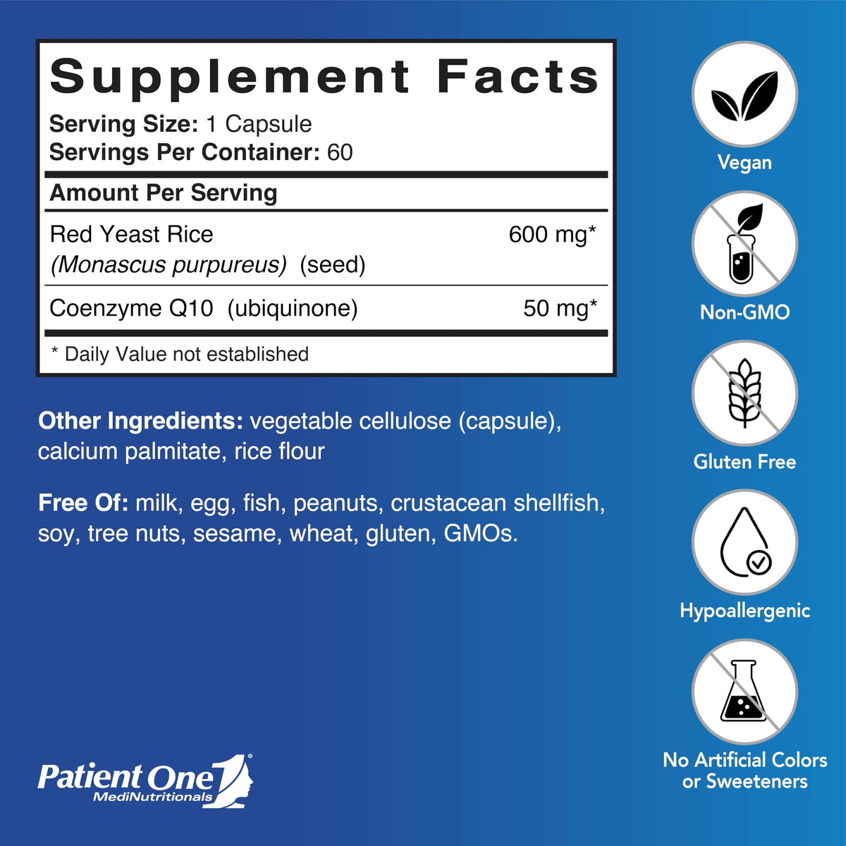 Patient One Red Yeast Rice & CoQ10 - 60 Capsules - image 2
