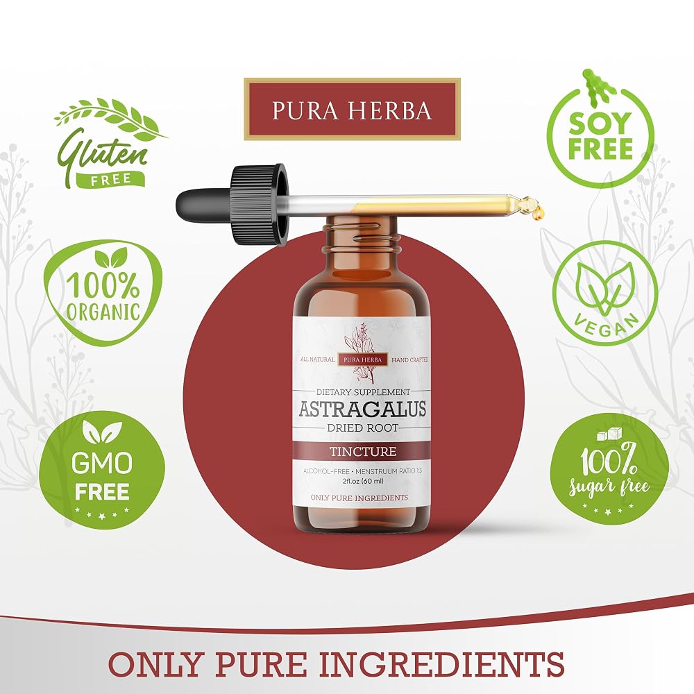 Pura Herba Organic Astragalus Tincture Immune Support - 2 Fl Oz - image 3