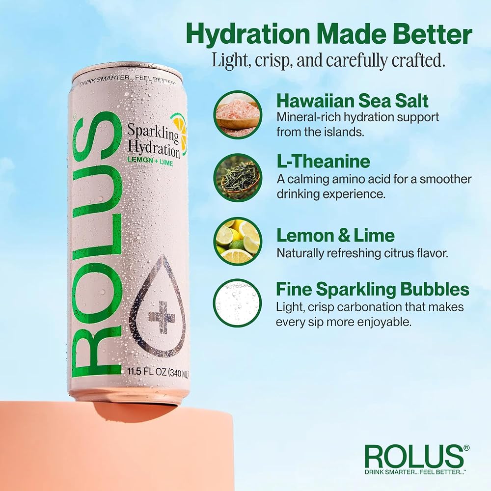 ROLUS Sparkling Electrolyte Hydration Drink Lemon Lime - 12 Pack - image 3