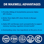 Dr. Maxwell Acetylcholine Alpha GPC 600mg + Bacopa - 60 Capsules - image 3