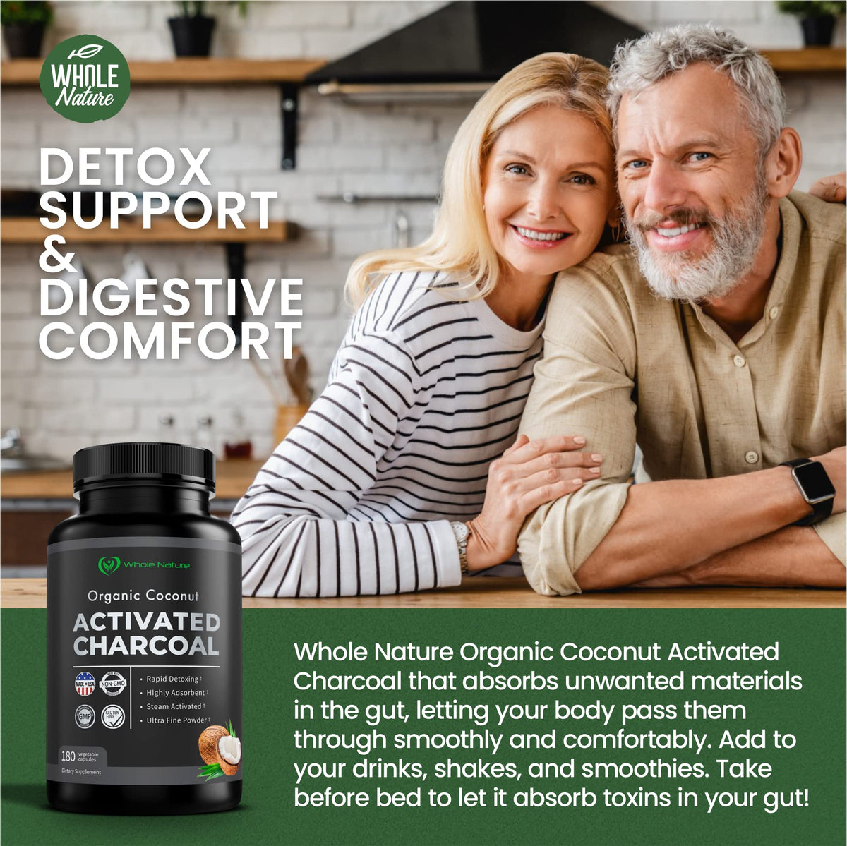 Whole Nature Activated Charcoal Capsules - 180 Capsules - image 7