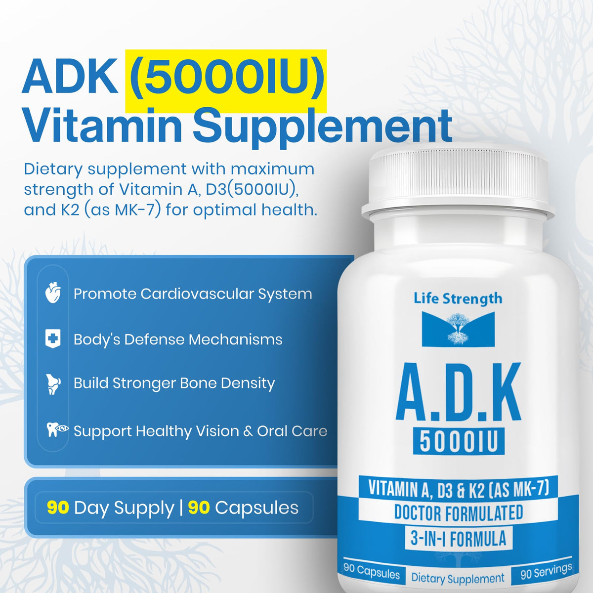 LifeStrength ADK Supplement (90 CT) - Physician Formulated Vitamins A1