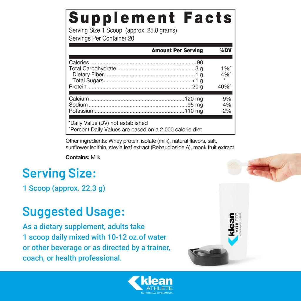 Klean Athlete Klean Isolate Whey Protein Natural Vanilla - 20 Servings - image 2
