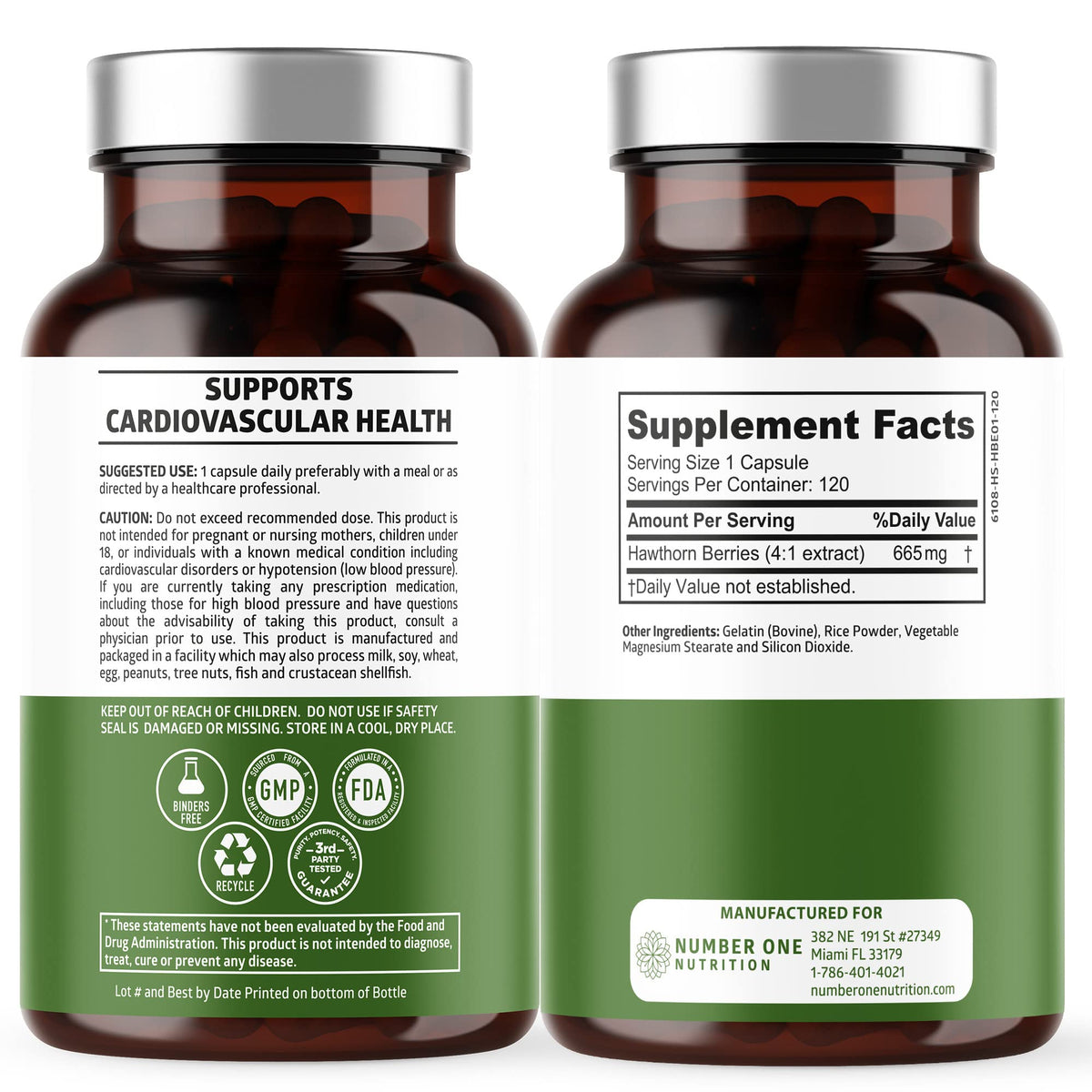 Number One Nutrition Hawthorn Berry Extract 665mg - 120 Capsules - image 2