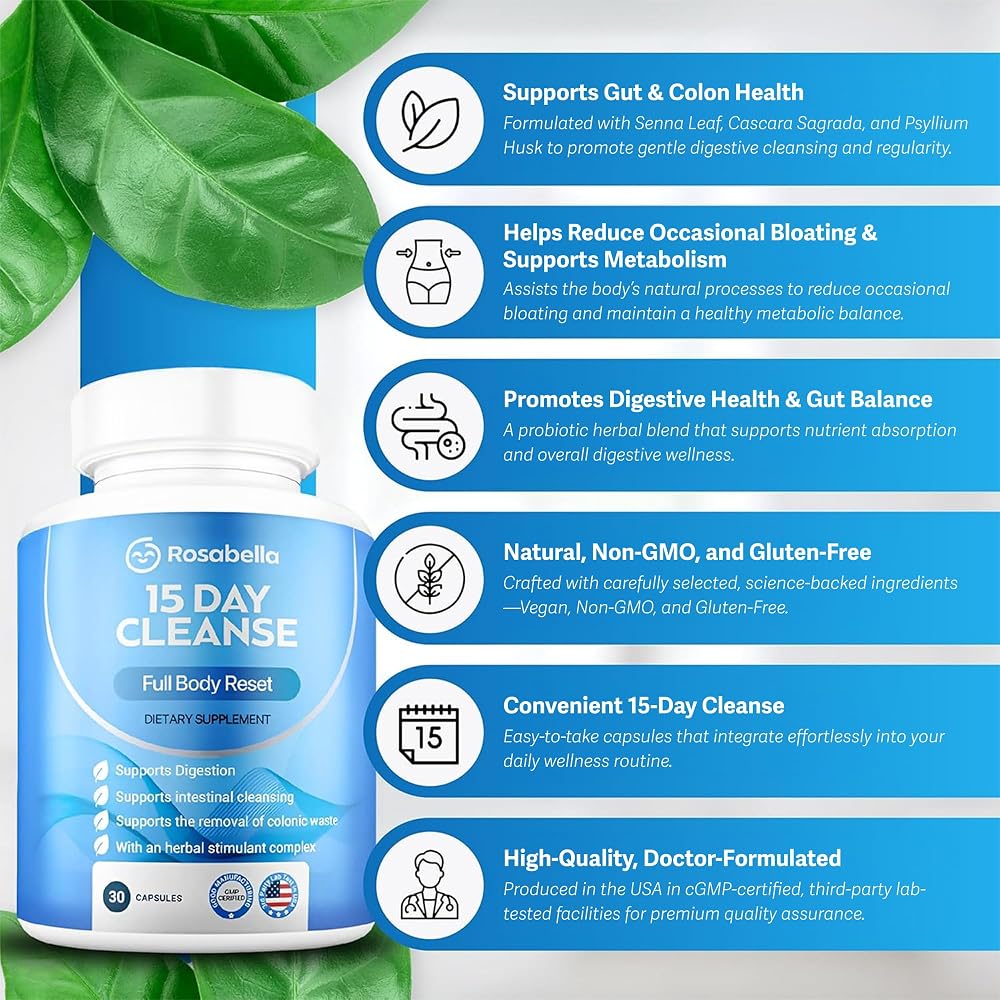 Rosabella 15 Day Cleanse Digestive Support - 30 Vegan Capsules - image 5