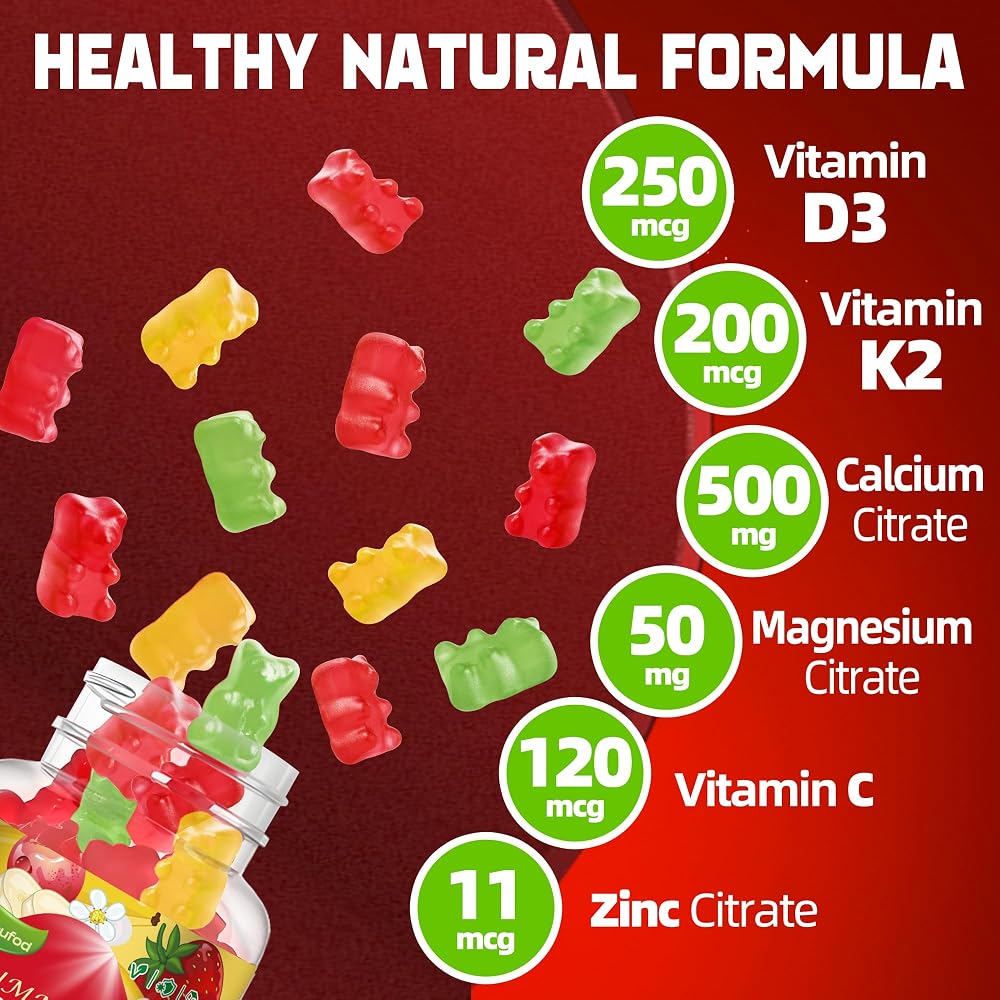 Wekannufod Sugar-Free Vitamin D3 K2 Gummies