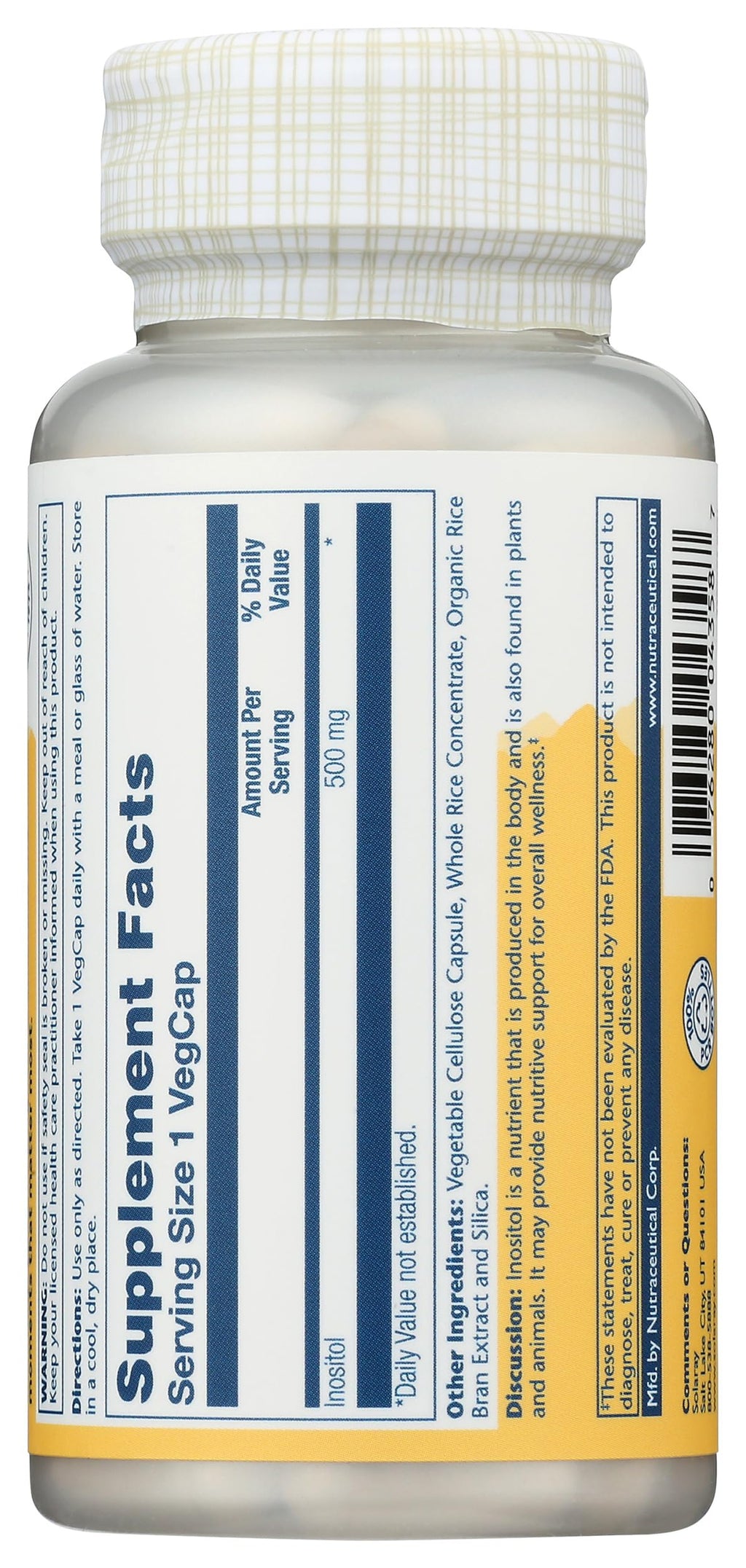 SOLARAY Inositol Supplement 500mg - 100 Vegetarian Capsules - image 4