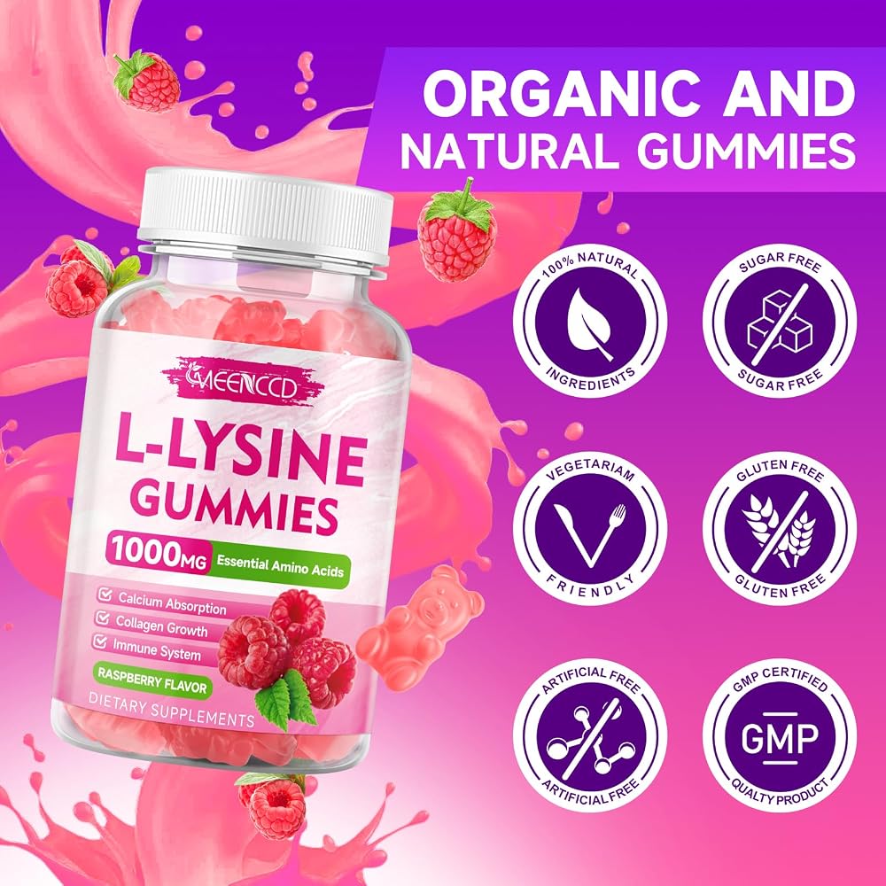 MEENCCD L-Lysine Gummies, Raspberry
