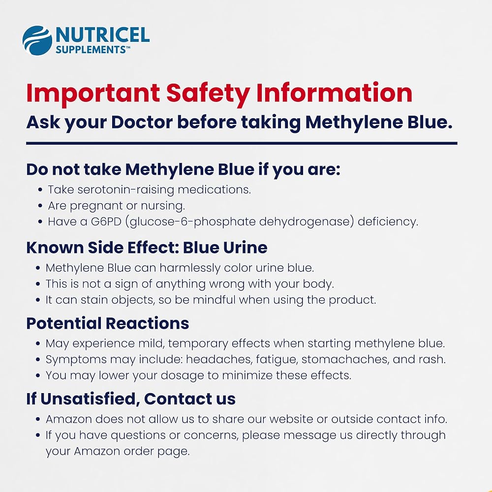 Nutricel Supplements Blue Remove Methylene Blue 18 mg - 60 Capsules - image 8