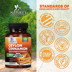Nature's Nutrition Organic Ceylon Cinnamon Capsules 1800mg - Extra