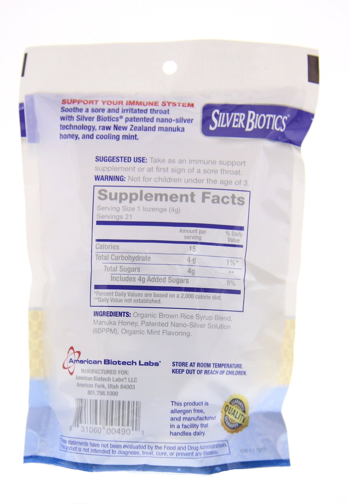 American Biotech Labs Silver Biotics Silver Lozenges with Manuka Honey - image 9