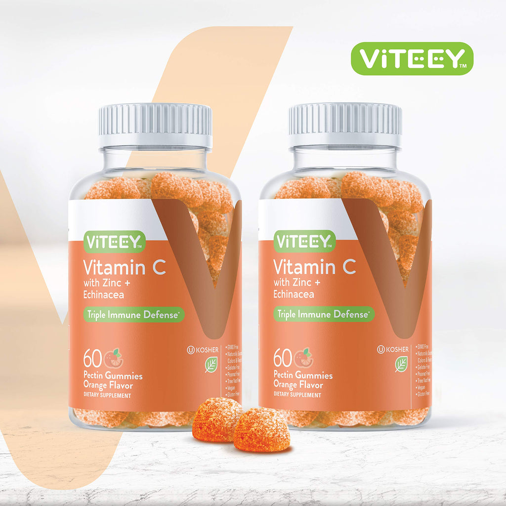 Viteey Vitamin C Gummies for Adults & Teens with Zinc & Echinacea