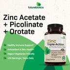 Futurebiotics Zinc Triple Action 30mg Immune Support - 150 Vegetarian Capsules - image 4