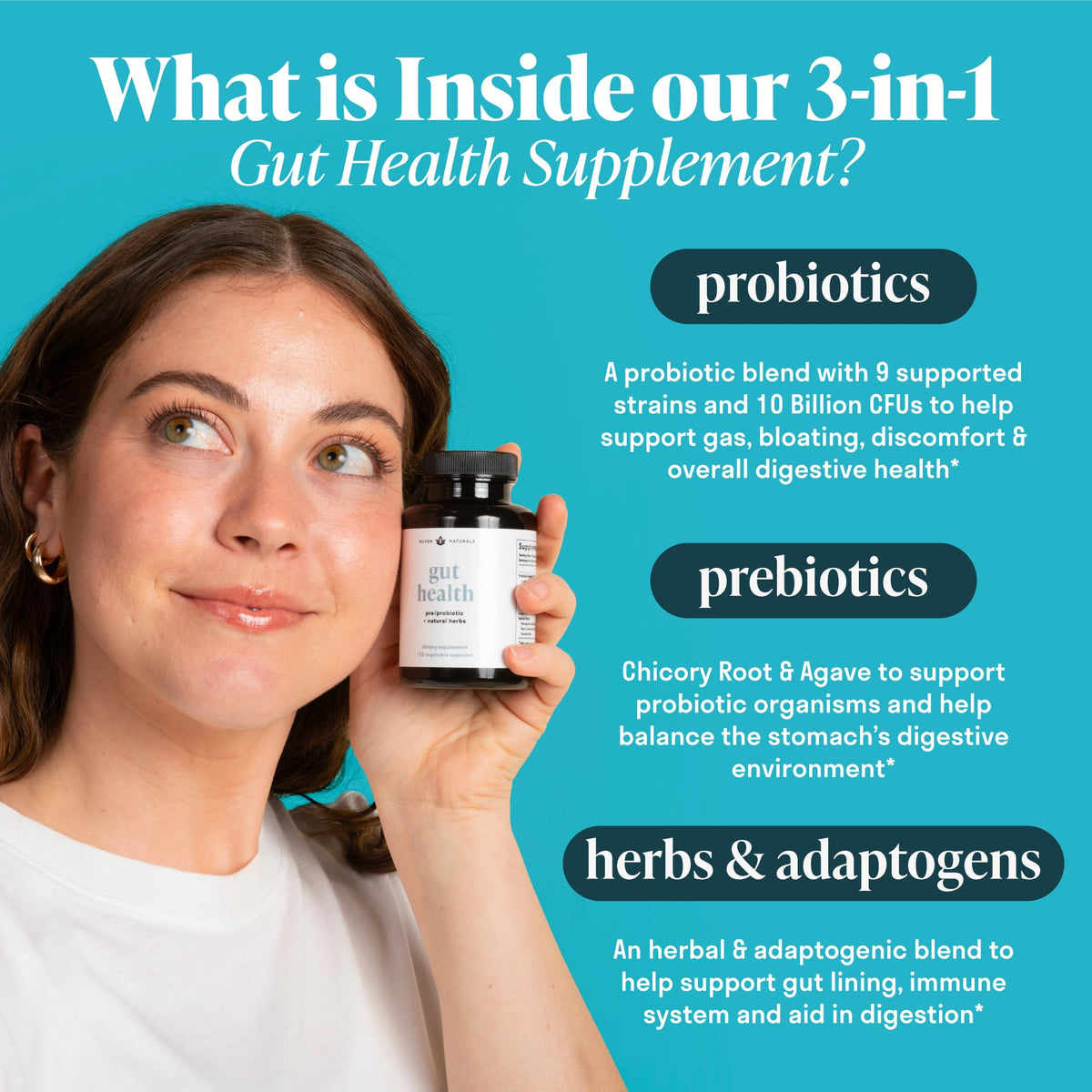 Nuven Naturals All-in-One Gut Health Probiotic - 120 Capsules - image 5