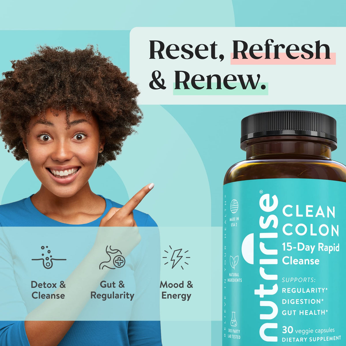 NutriRise 15 Day Quick Colon Cleanse Digestive Support - 30 Capsules - image 6