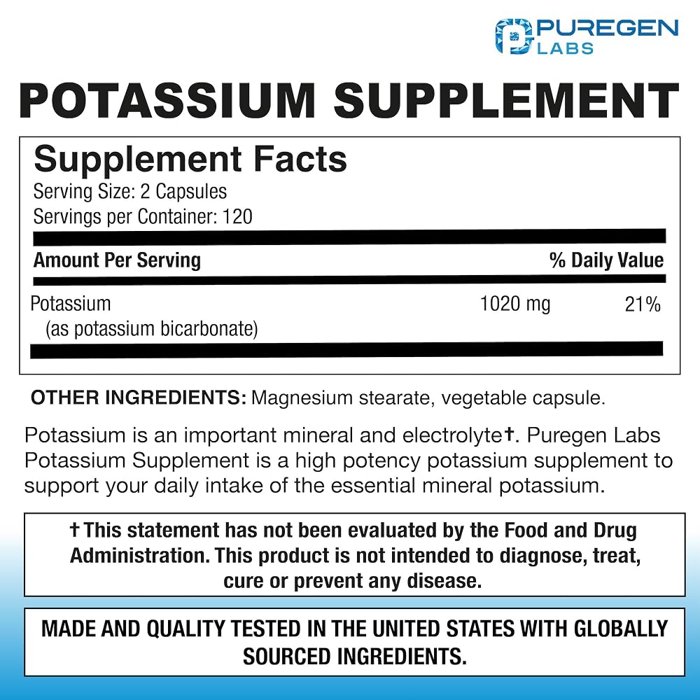 Puregen Labs Potassium Bicarbonate 1020 mg - 240 Vegetarian Capsules - image 2