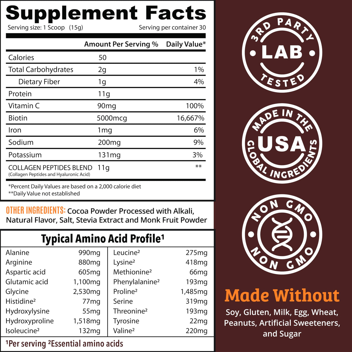 Dr. Matthew Chocolate Collagen Powder with Hyaluronic Acid - 15.9 oz - image 7