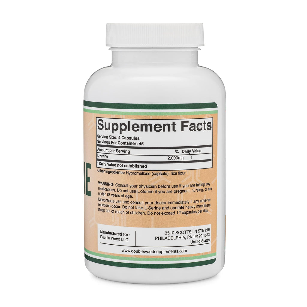 Double Wood Supplements L-Serine 2,000mg Memory & Clarity Support - 180 Capsules - image 3