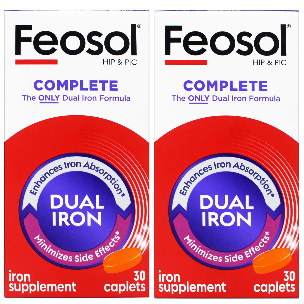 Feosol Bifera Hip & PIC Iron Supplement - 60 Caplets