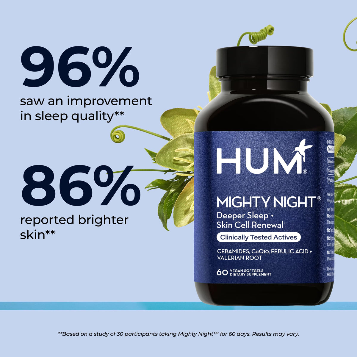 HUM Mighty Night Sleep & Skin Supplement CoQ10 & Valerian Root - 60 Softgels - image 4