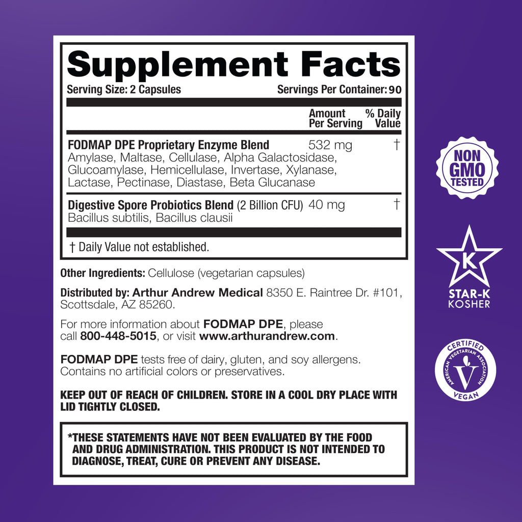 Arthur Andrew Medical, FODMAP DPE, Digestive Enzymes, Capsules