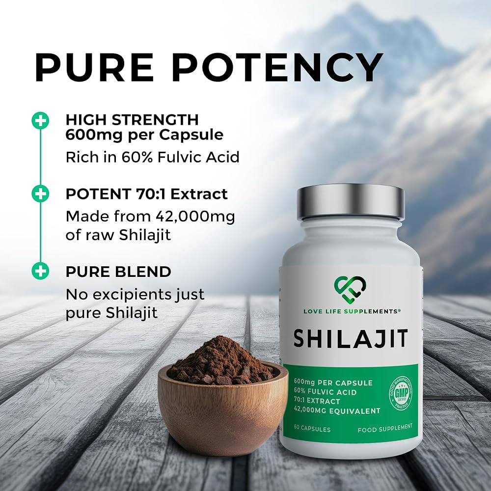 Love Life Supplements High Strength Shilajit 600mg - 60 Capsules - image 4