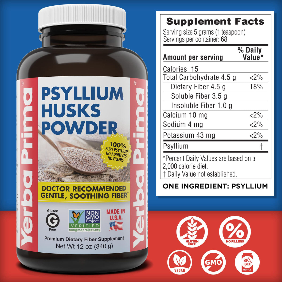 Yerba Prima Psyllium Husks Powder for Regularity - 48 oz - image 3