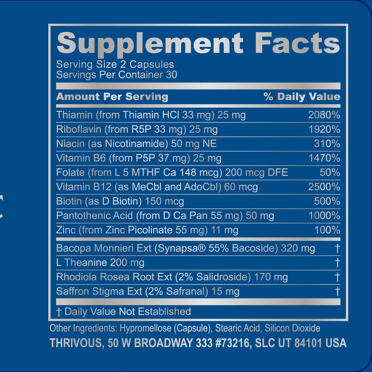 Thrivous Clarity Daily Nootropic Cognitive Support - 60 Vegan Capsules - image 5