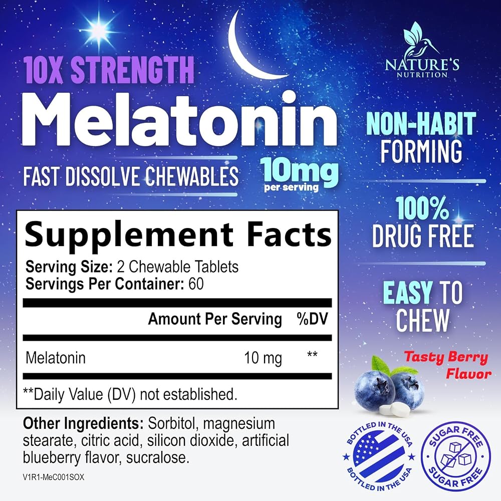Nature's Nutrition Melatonin Sleep Supplement 10mg