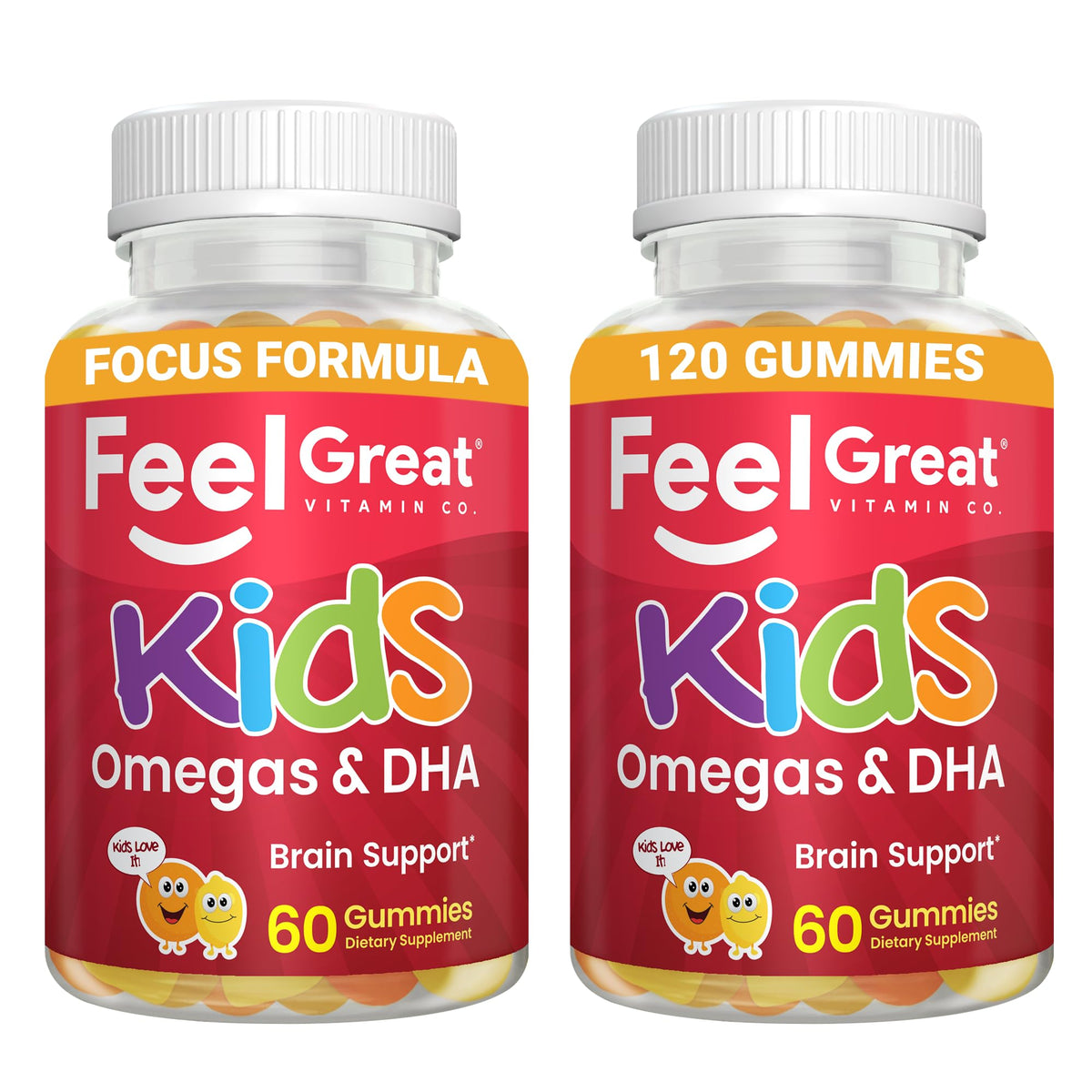 The Feel Great Vitamin Company Omega 3 DHA Gummies for Kids Brain Support