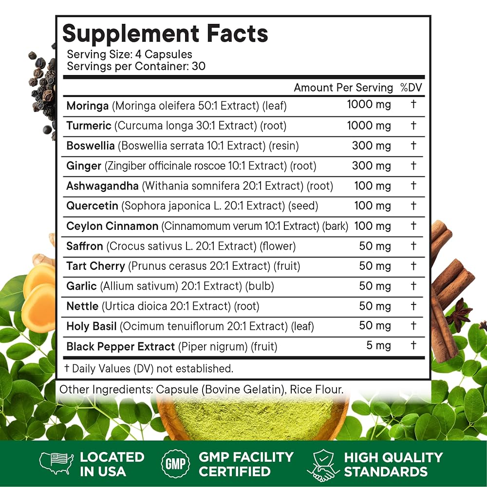 Superfood MD Turmeric Moringa Capsules Supplement