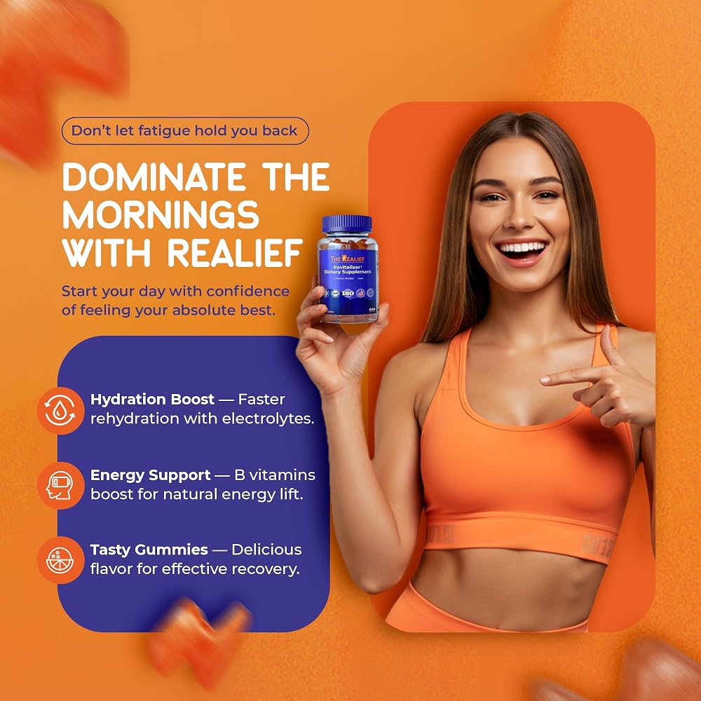 The Realief Post Party Gummies with DHM & Milk Thistle - 60 Count - image 3