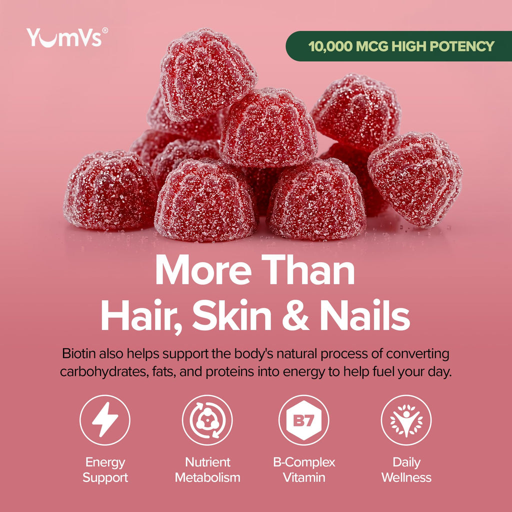 YUM-V'S Biotin Gummies 10,000 mcg for Hair, Skin & Nails - 70 Count - image 7