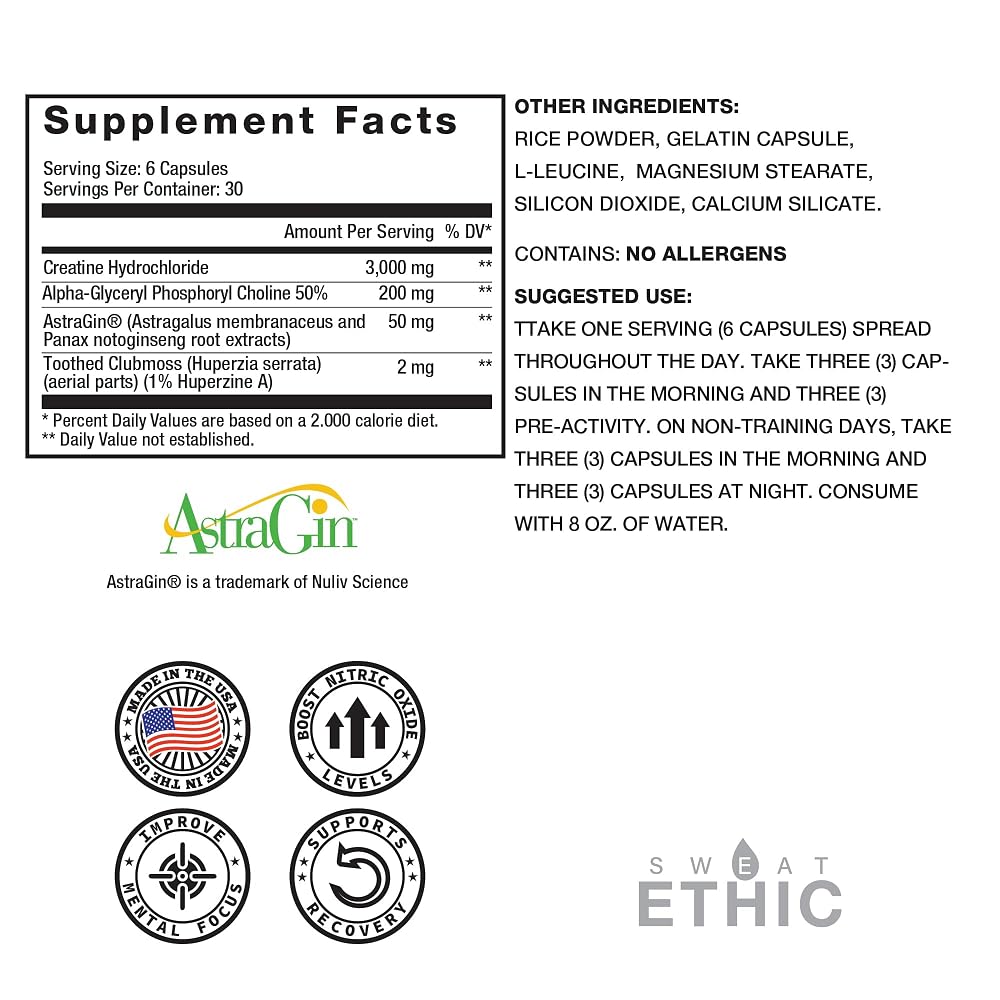 Sweat Ethic Create'd Creatine and Adaptogens - 180 Capsules - image 2