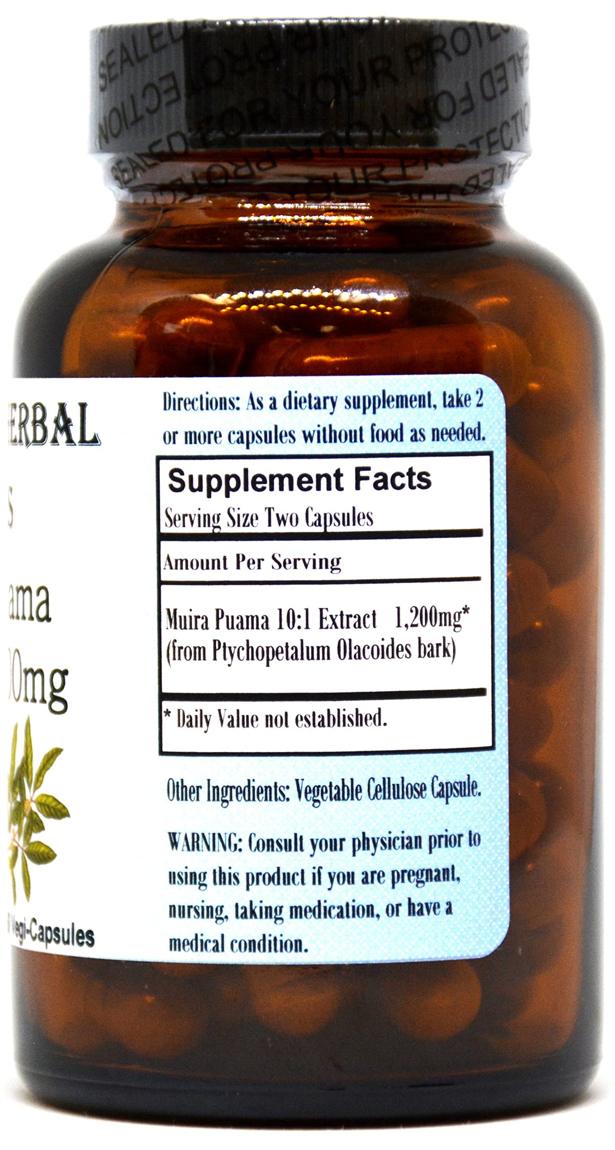 Barlowe's Herbal Elixirs Muira Puama 10:1 Extract 600mg - 60 Vegan Capsules - image 2