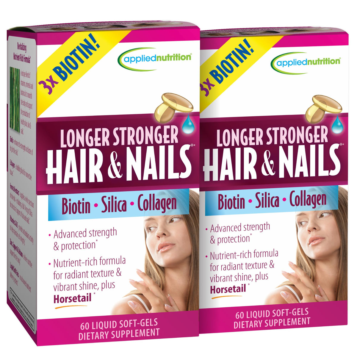 Applied Nutrition Longer Stronger Hair & Nails - 60 Liquid Soft-Gels