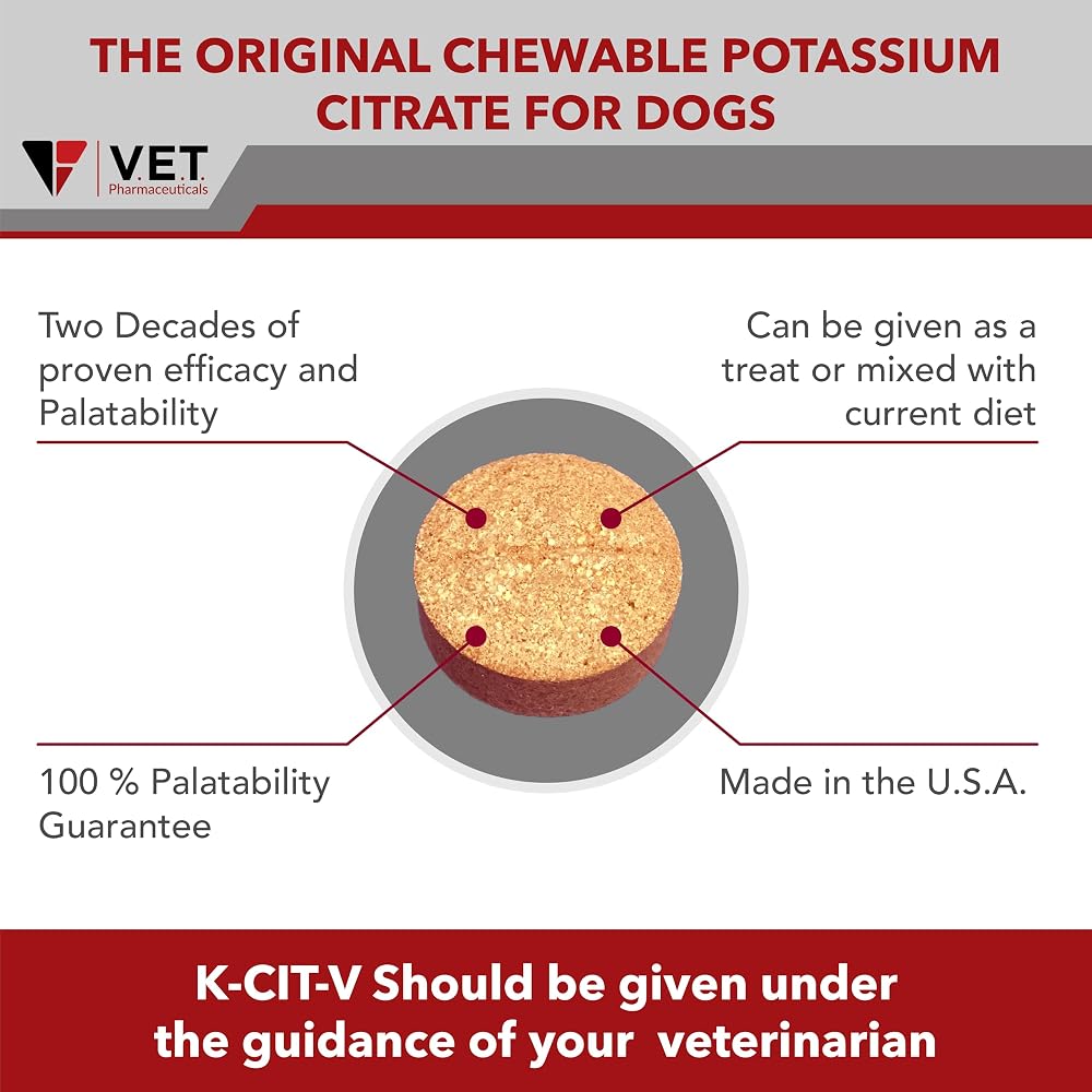 V.E.T. PHARMACEUTICALS K-CIT-V Potassium Citrate 640mg - 100 Tablets - image 8