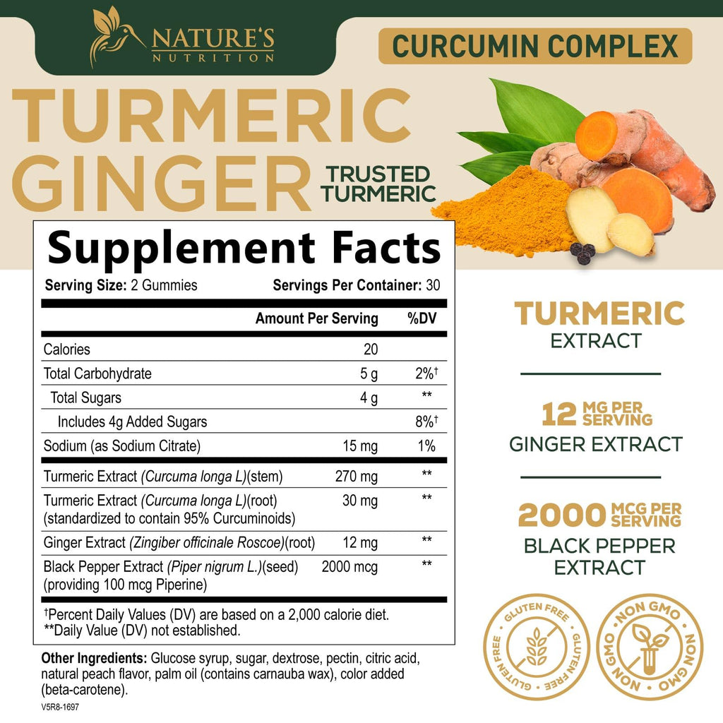 Nature's Nutrition Turmeric Gummies - 95% Curcuminoids - Best