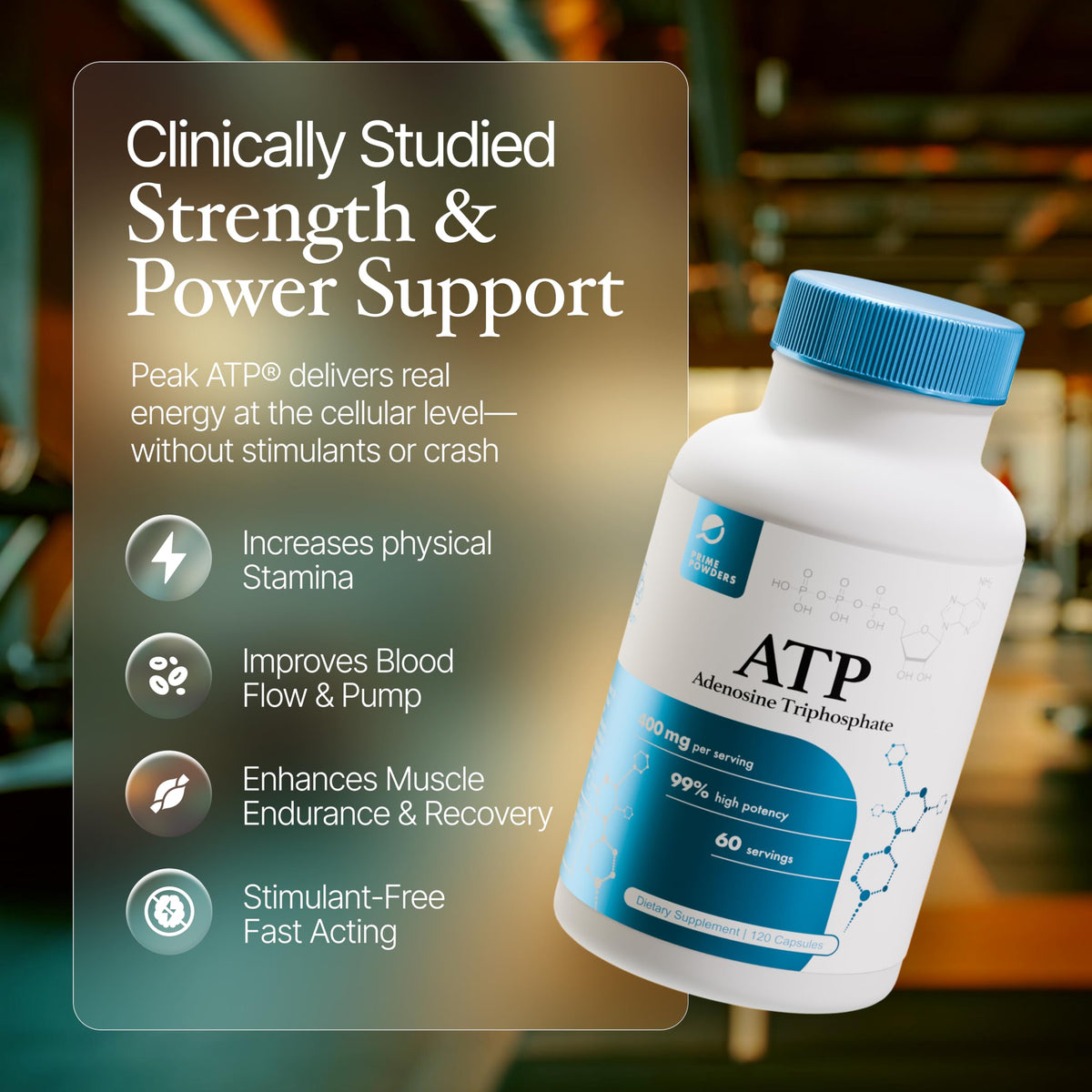 Prime Powders ATP Capsules Adenosine Triphosphate 400mg - image 2