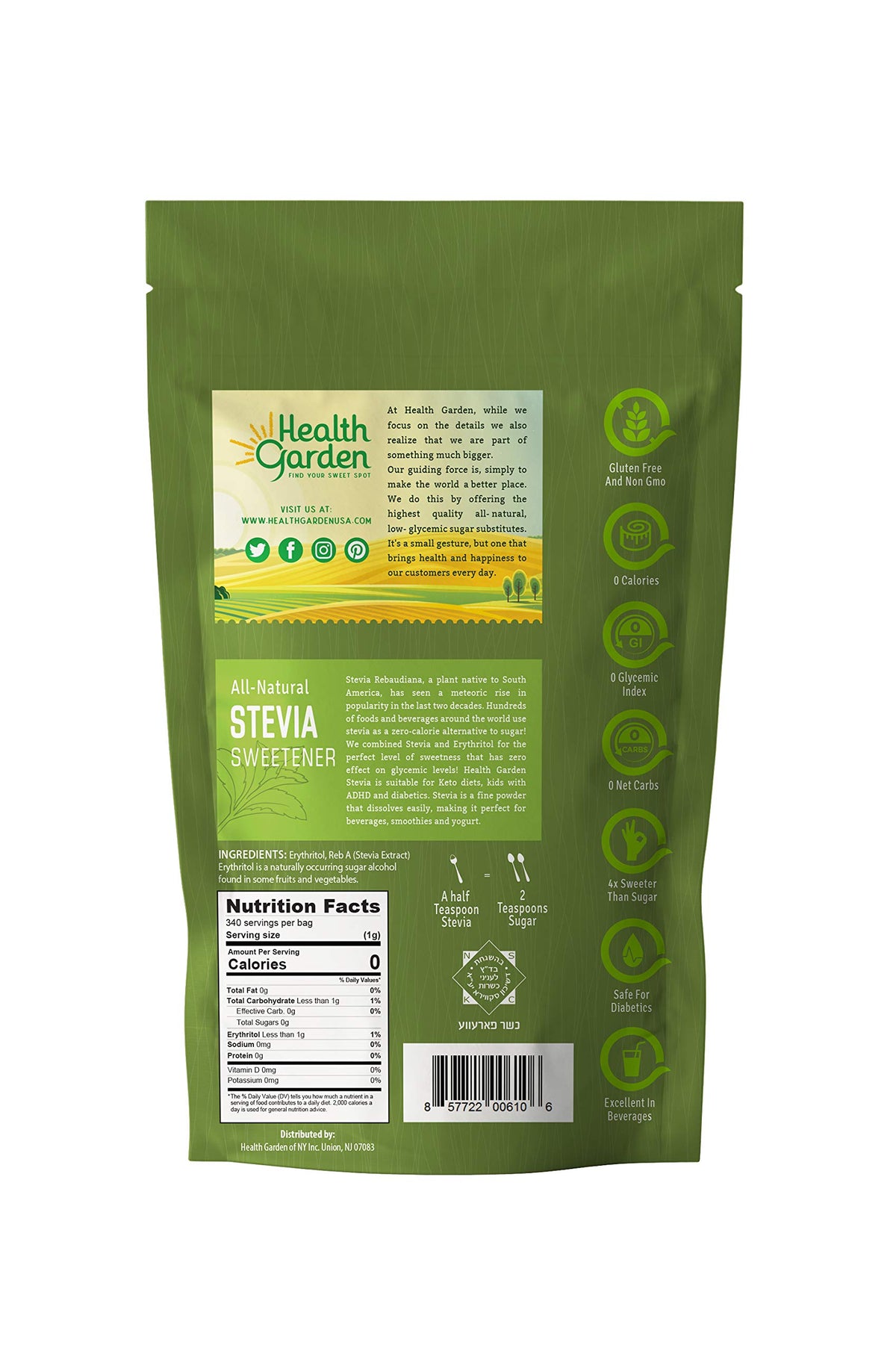 Health Garden Stevia Sweetener Powder - 12 oz - image 2