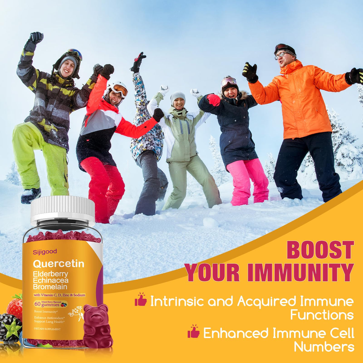 Sijigood Quercetin with Bromelain Gummies Immune Support - 120 Count - image 3